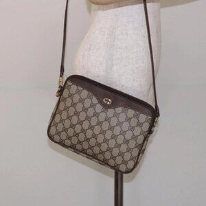 GUCCI GG Supreme Shoulder Bag PVC Beige Gold 156 02 068 Auth bs28869